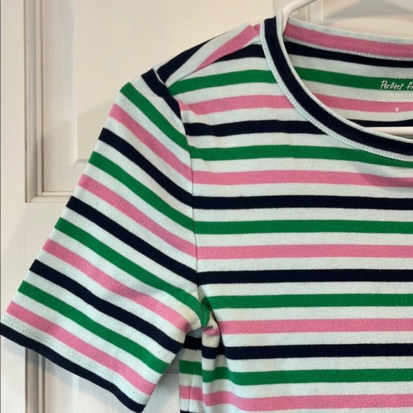 J. Crew Perfect Fit Colorful Striped Short Sleeve Cotton Shirt - Size Small - Picture 4 of 10